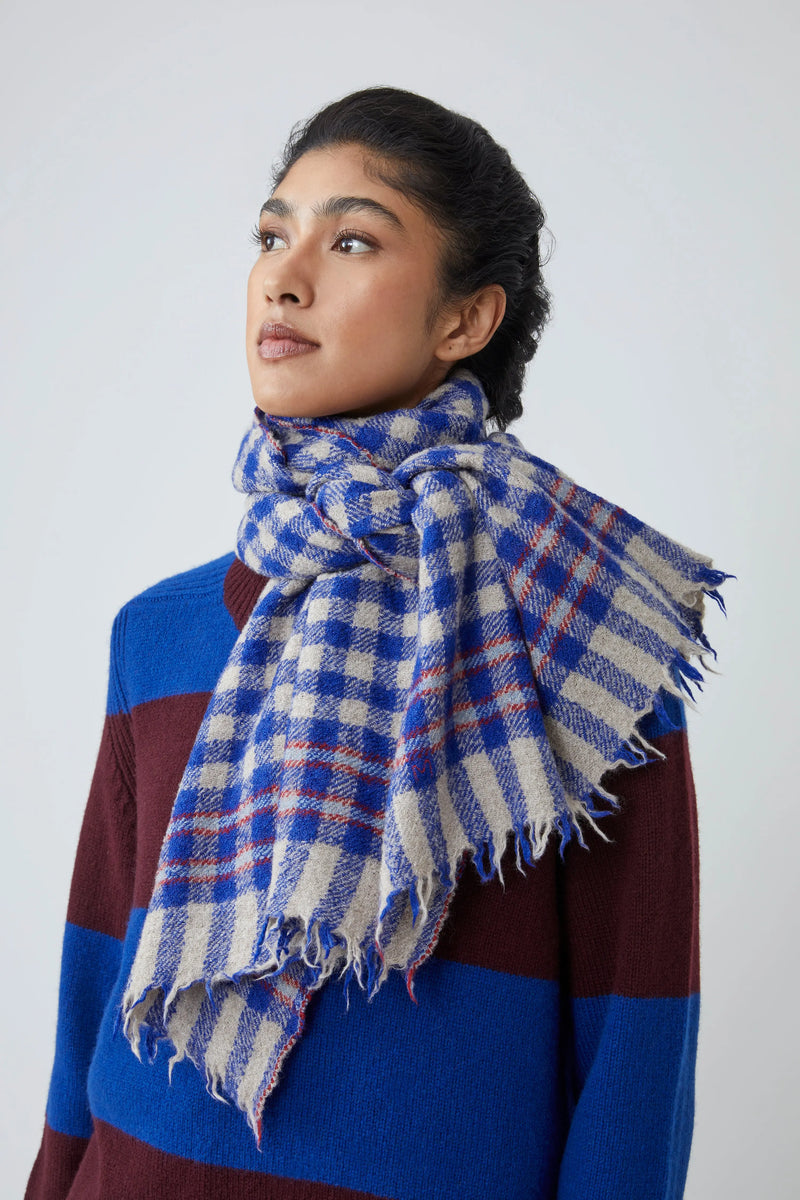 Paolo Scarf N°703 | Blue | Wool and Silk | 45x180cm | Moismont