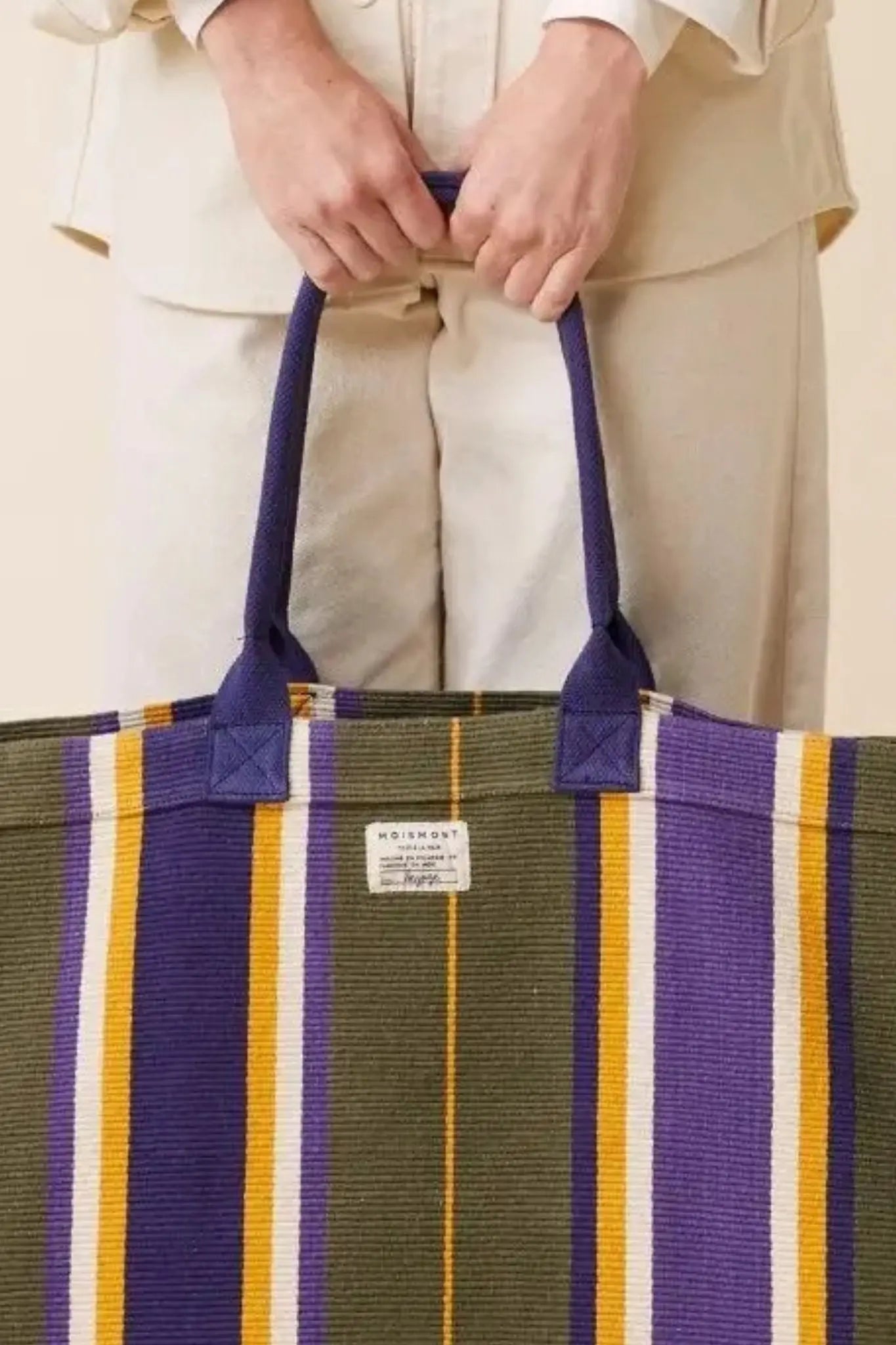 Grand Sac Cabas N°40 Seven Khaki MOISMONT | Écharpes et accessoires de qualité