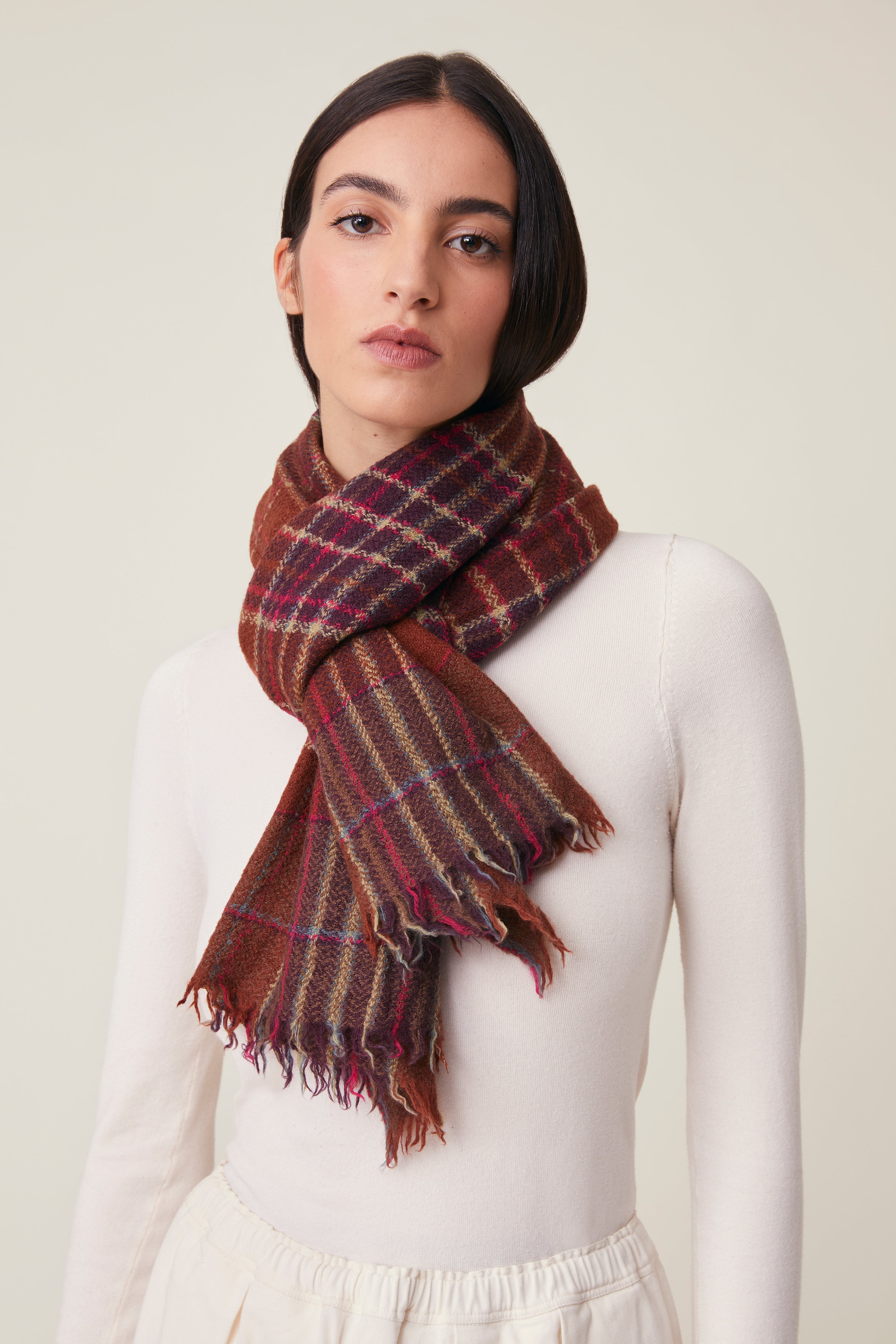 Anderson Scarf N°803 | Purple Check | Wool | 45x180cm | Moismont