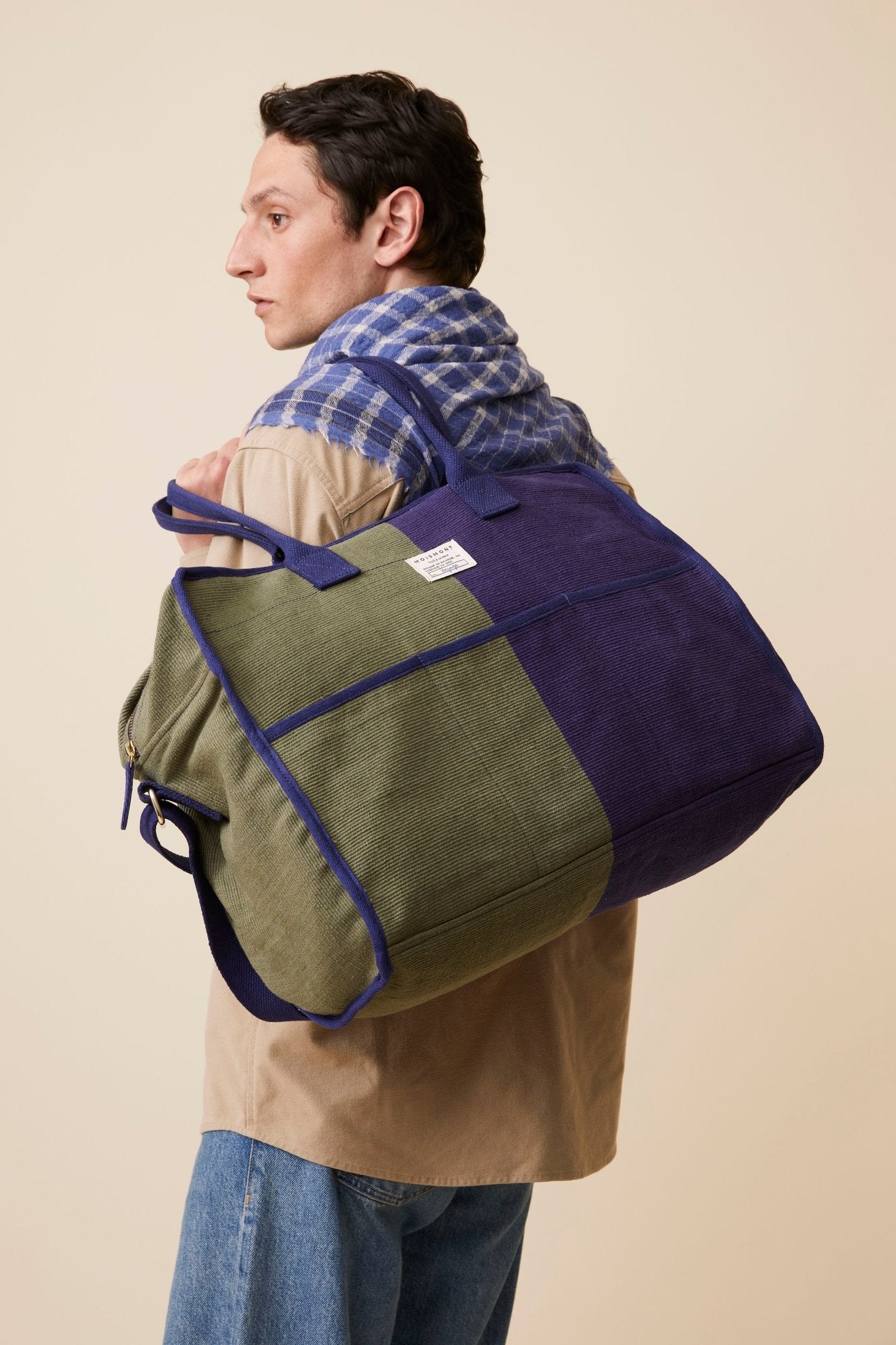 Grand Sac Week - end N°35 Block Khaki/Ink Blue - Moismont