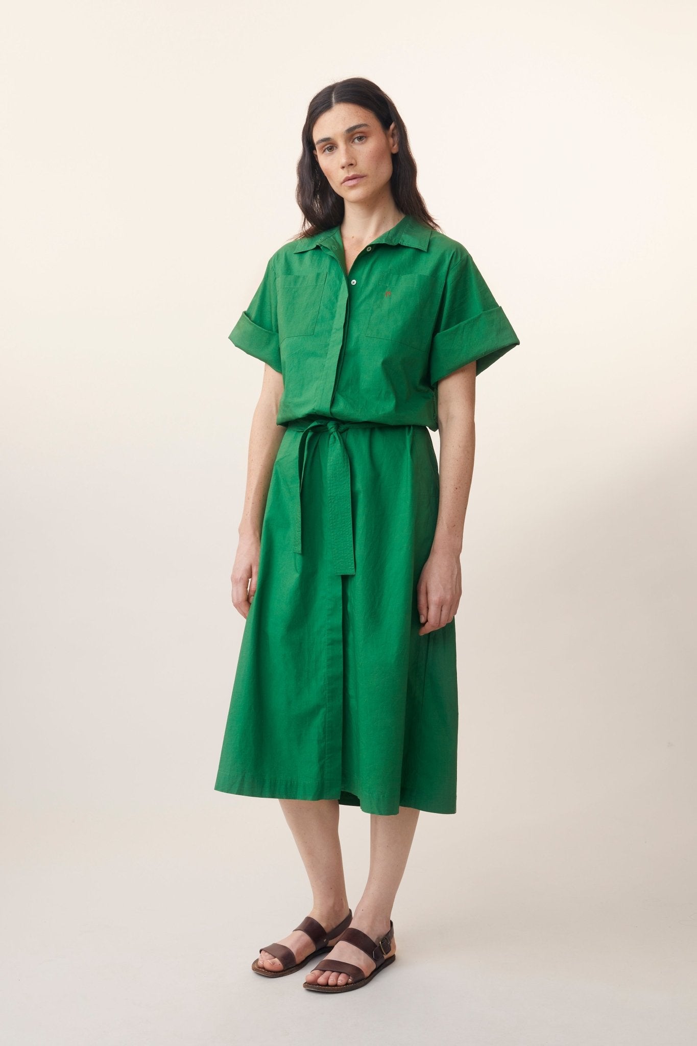 Robe Madelon N°780 Poplin Bottle Green - Moismont