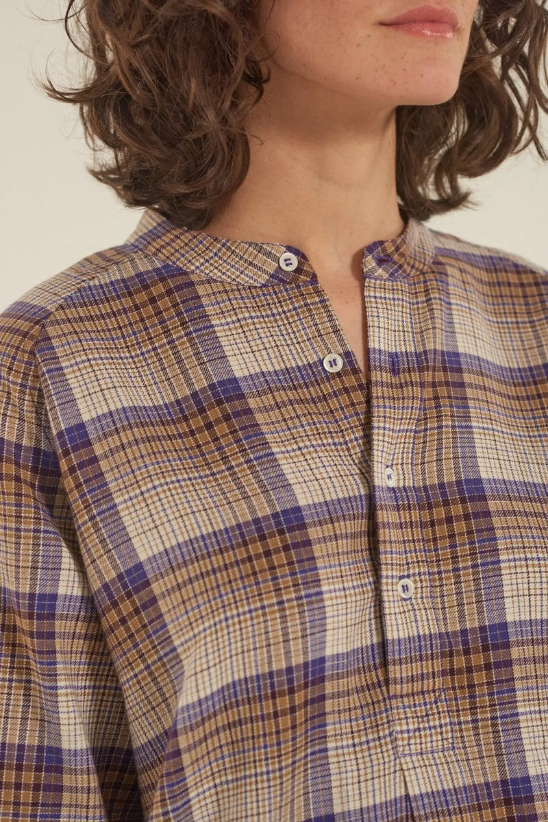 Blouse Nina N°707 Checks Verone Violette - Moismont
